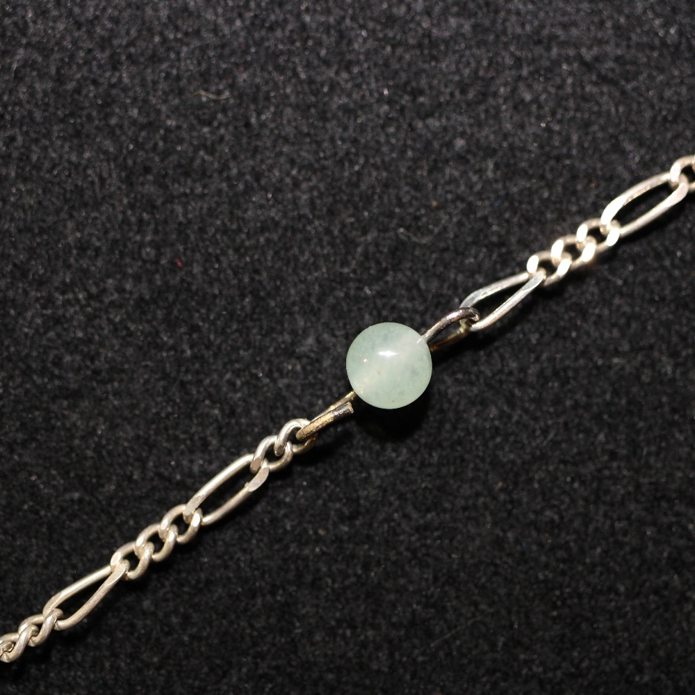 Sterling Silver 925 - Jadeite Figaro Link Bracelet